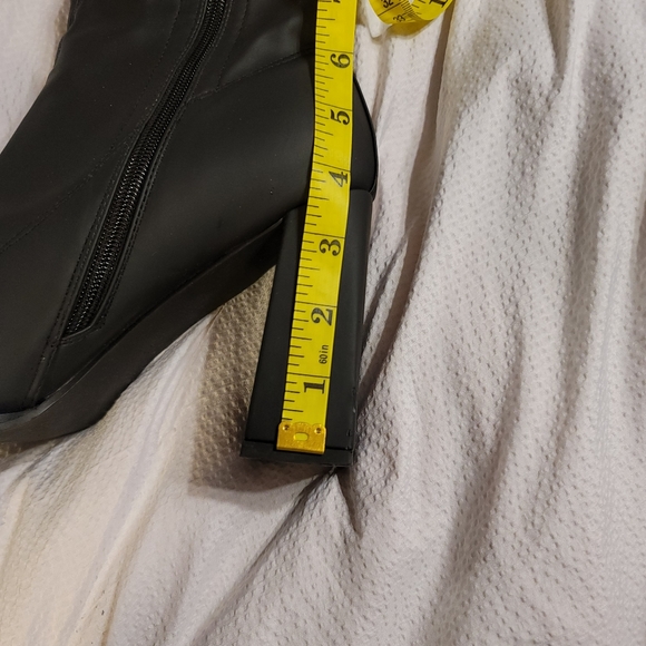 NIB Pointed Toe chunky heel long boots with side zipper wear 8 hours size 10 - Picture 7 of 14